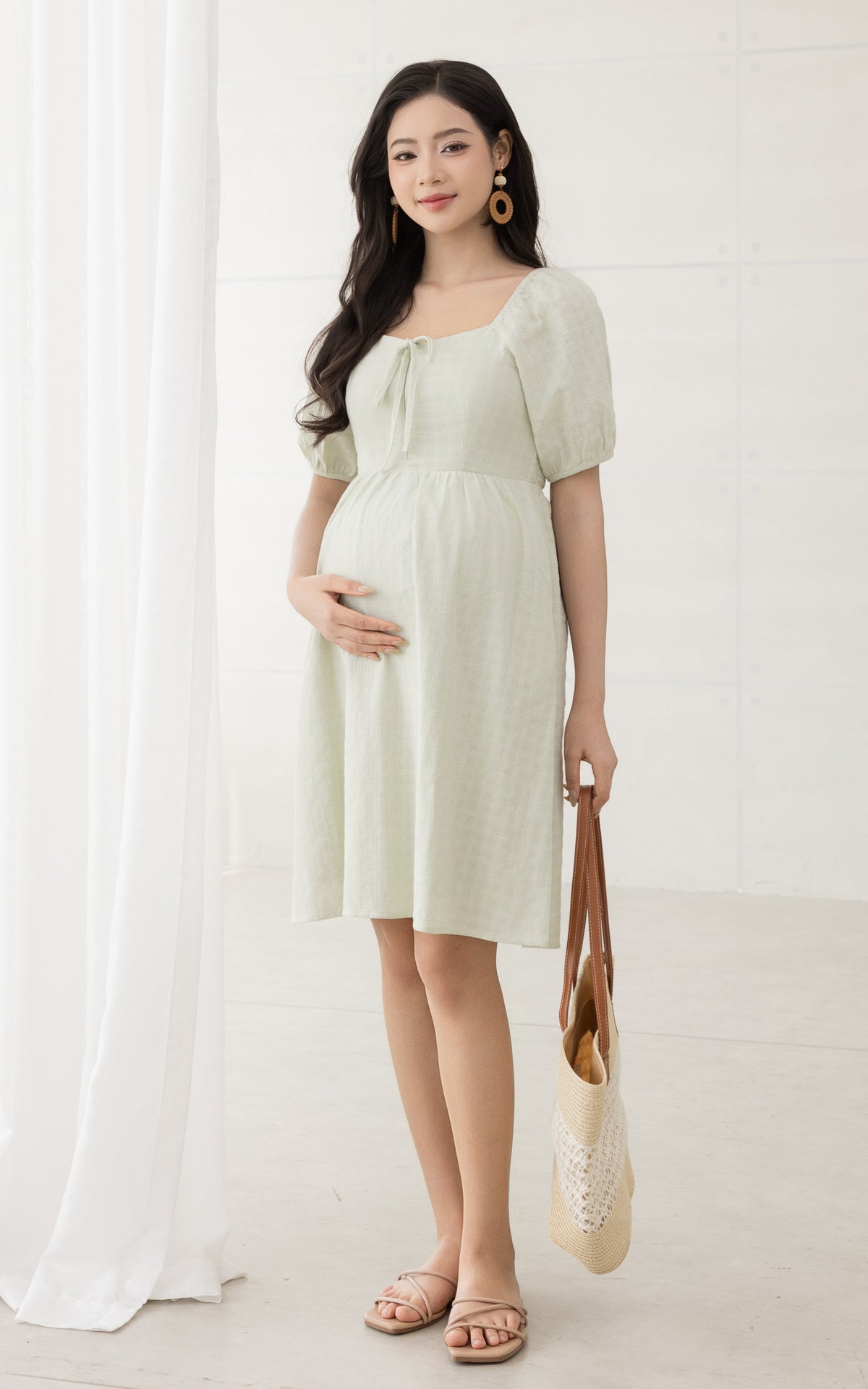 Coco Swiss Dots Nursing Dress in Sage