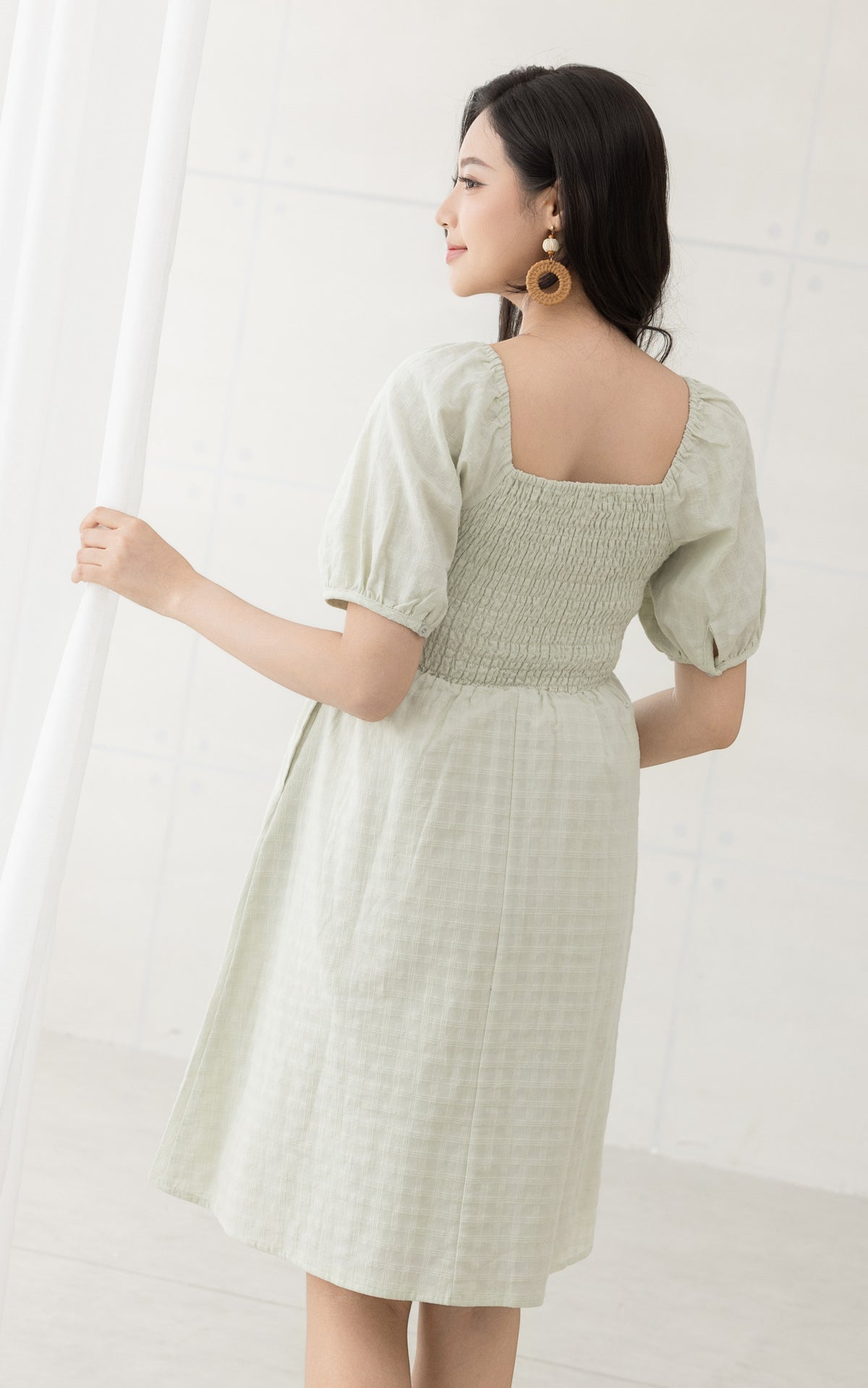 Coco Swiss Dots Nursing Dress in Sage