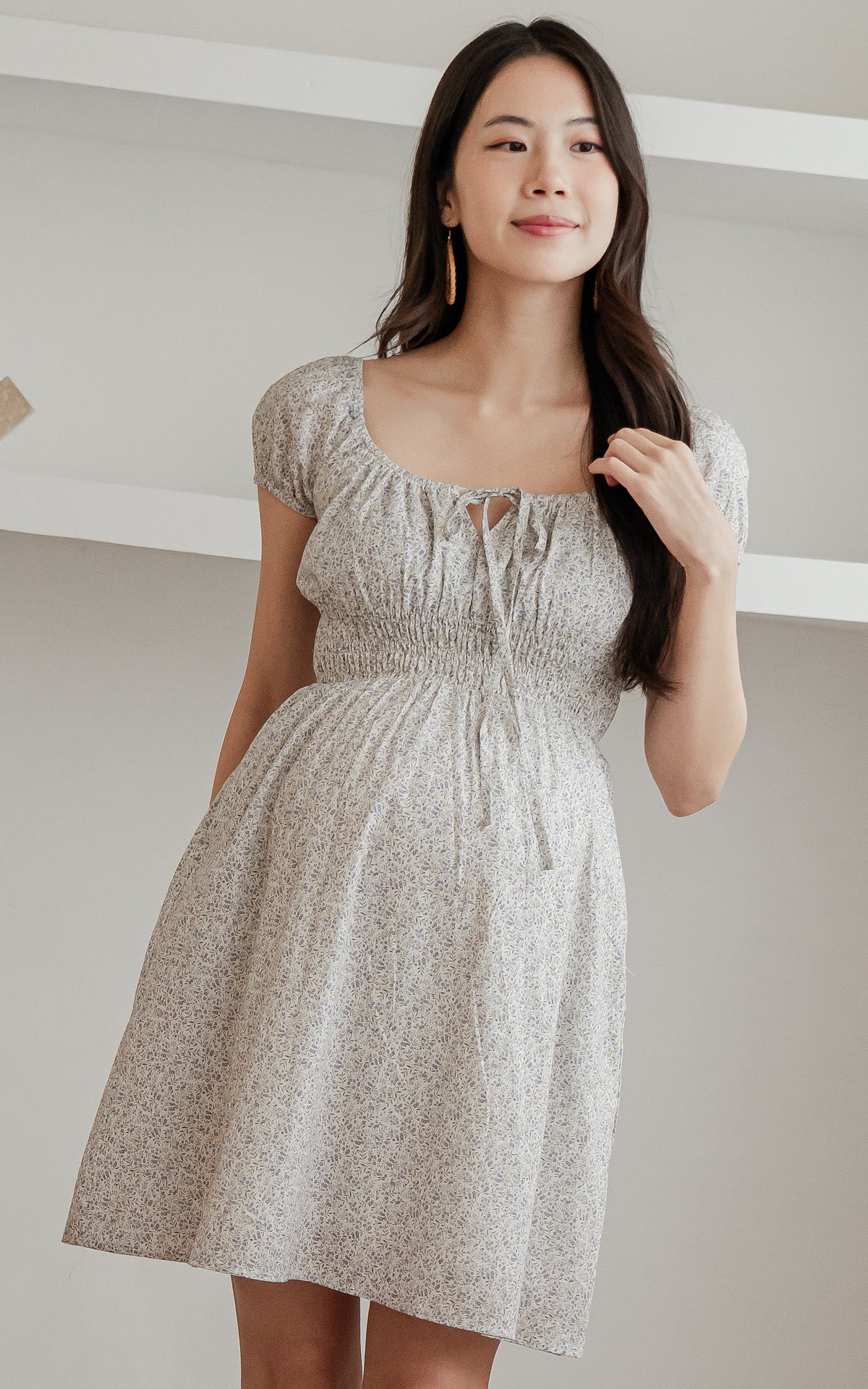 Dorothy Floral Nursing Dress in Purple