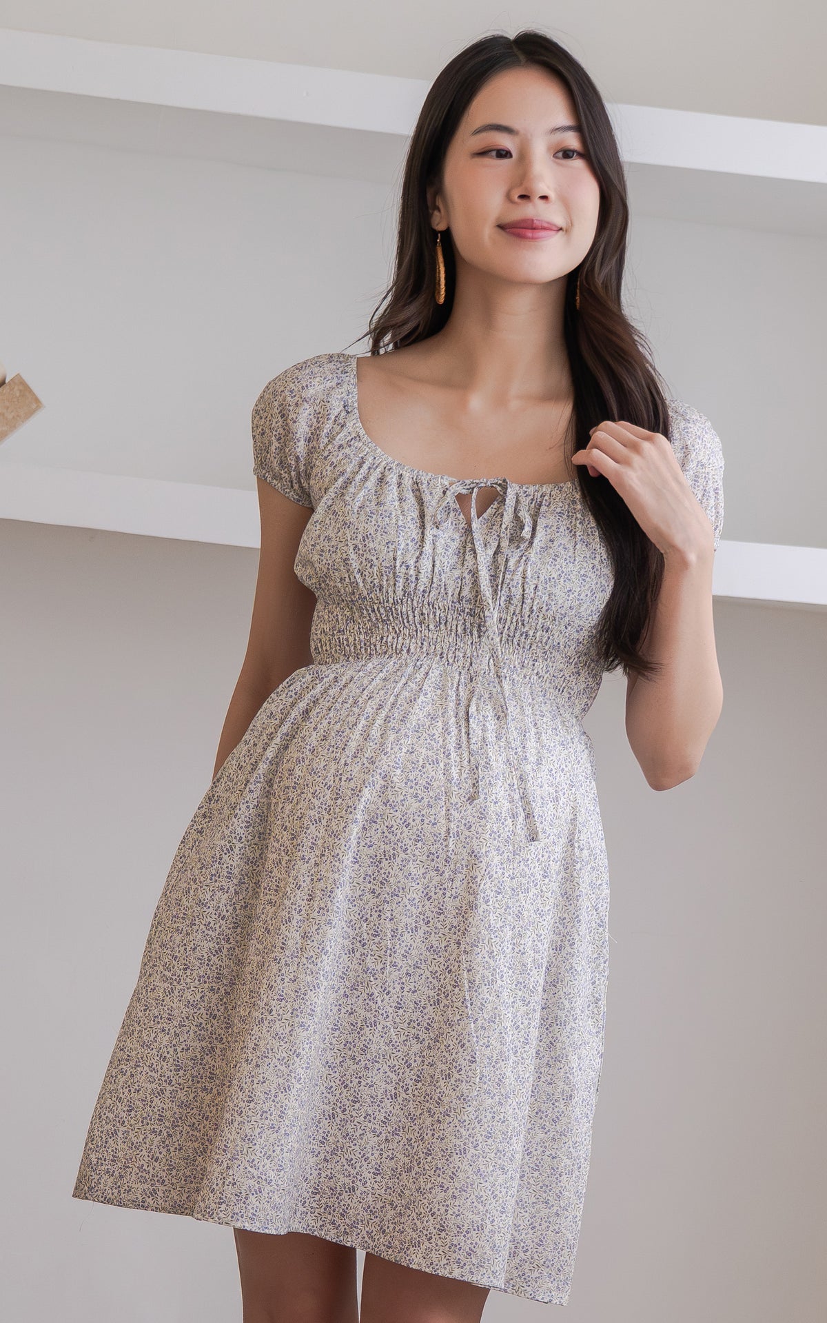 Dorothy Floral Nursing Dress in Purple