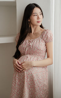 Dorothy Floral Nursing Dress in Red
