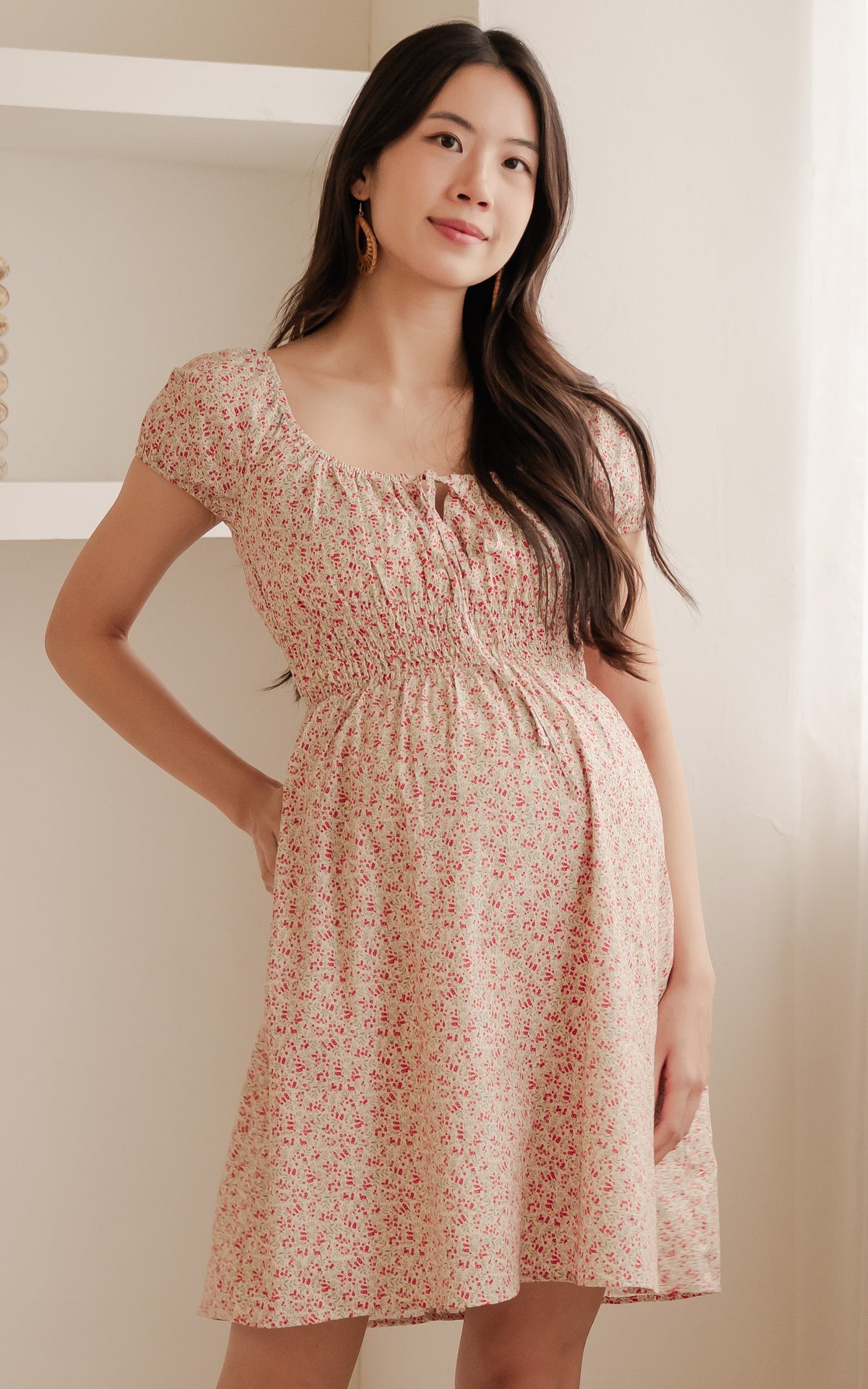 Dorothy Floral Nursing Dress in Red