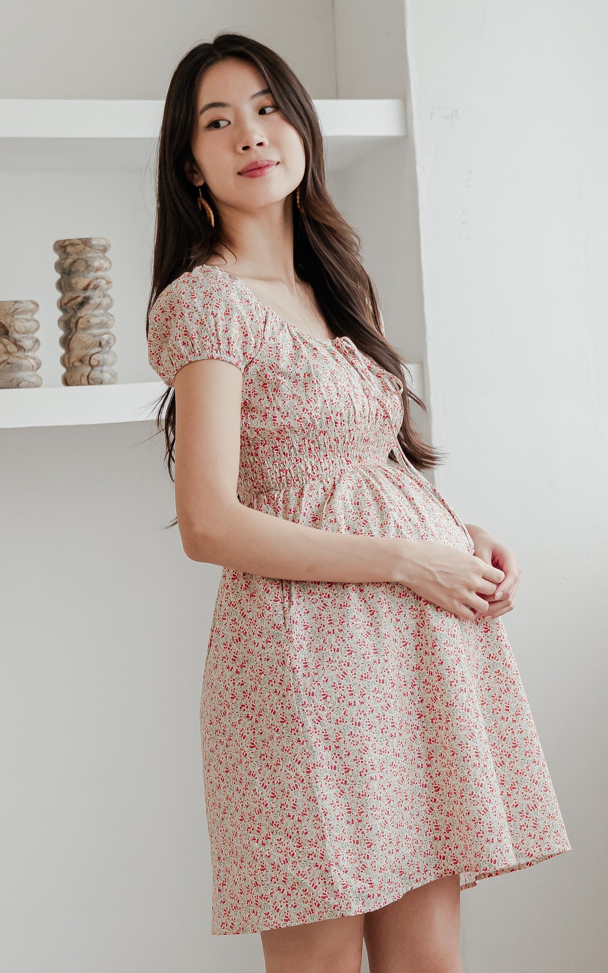 Dorothy Floral Nursing Dress in Red