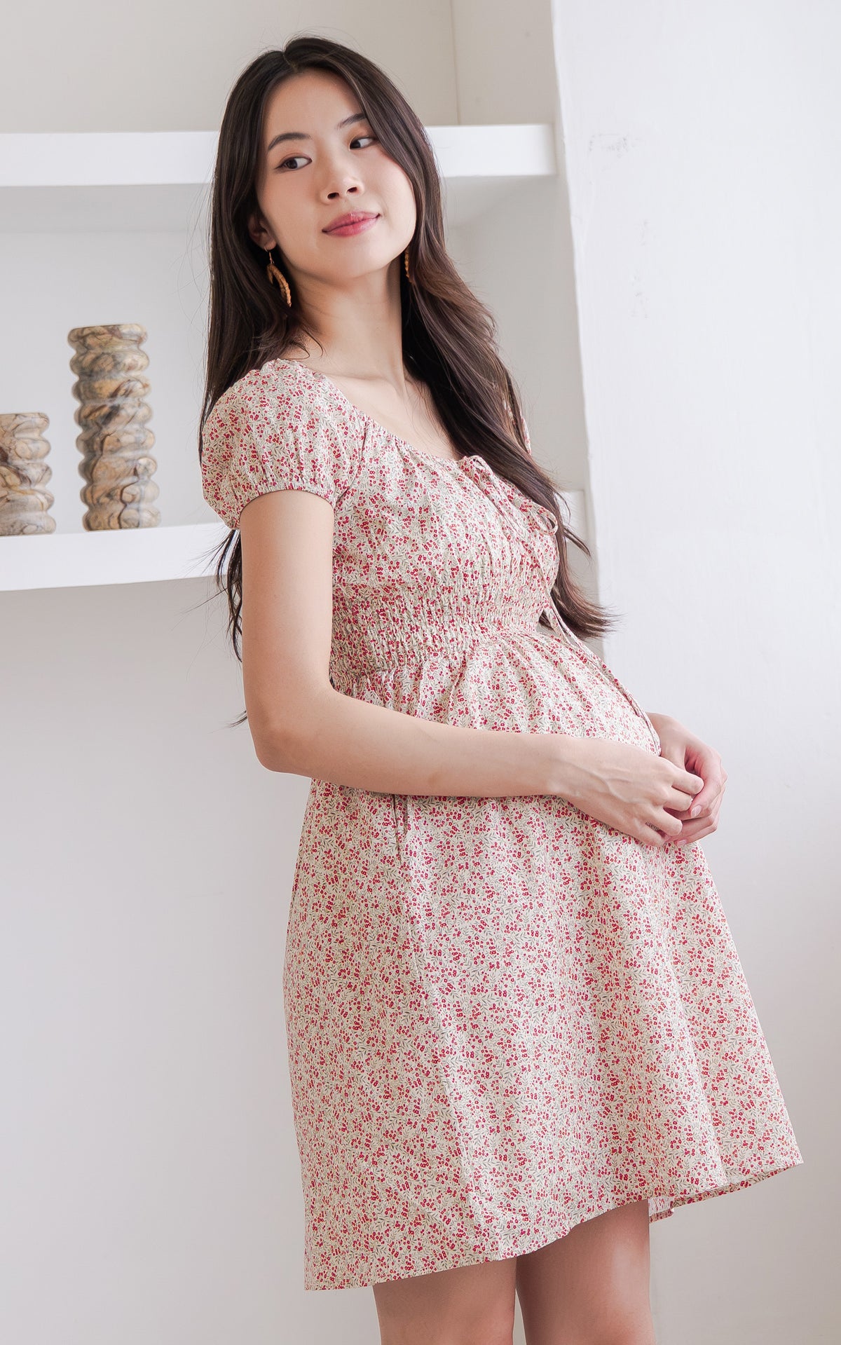 Dorothy Floral Nursing Dress in Red