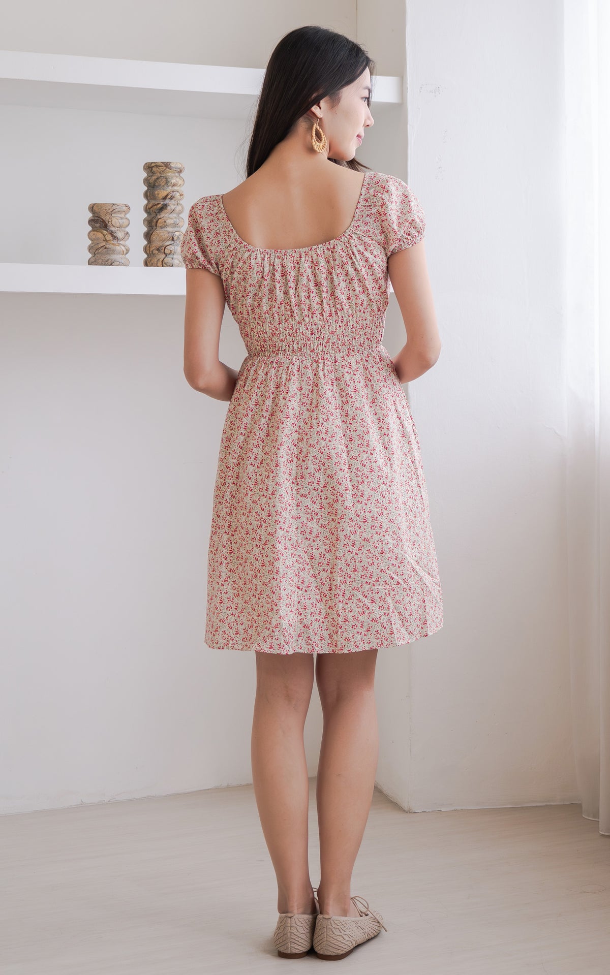 Dorothy Floral Nursing Dress in Red
