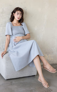 Eden Lines Nursing Dress in Muted Blue