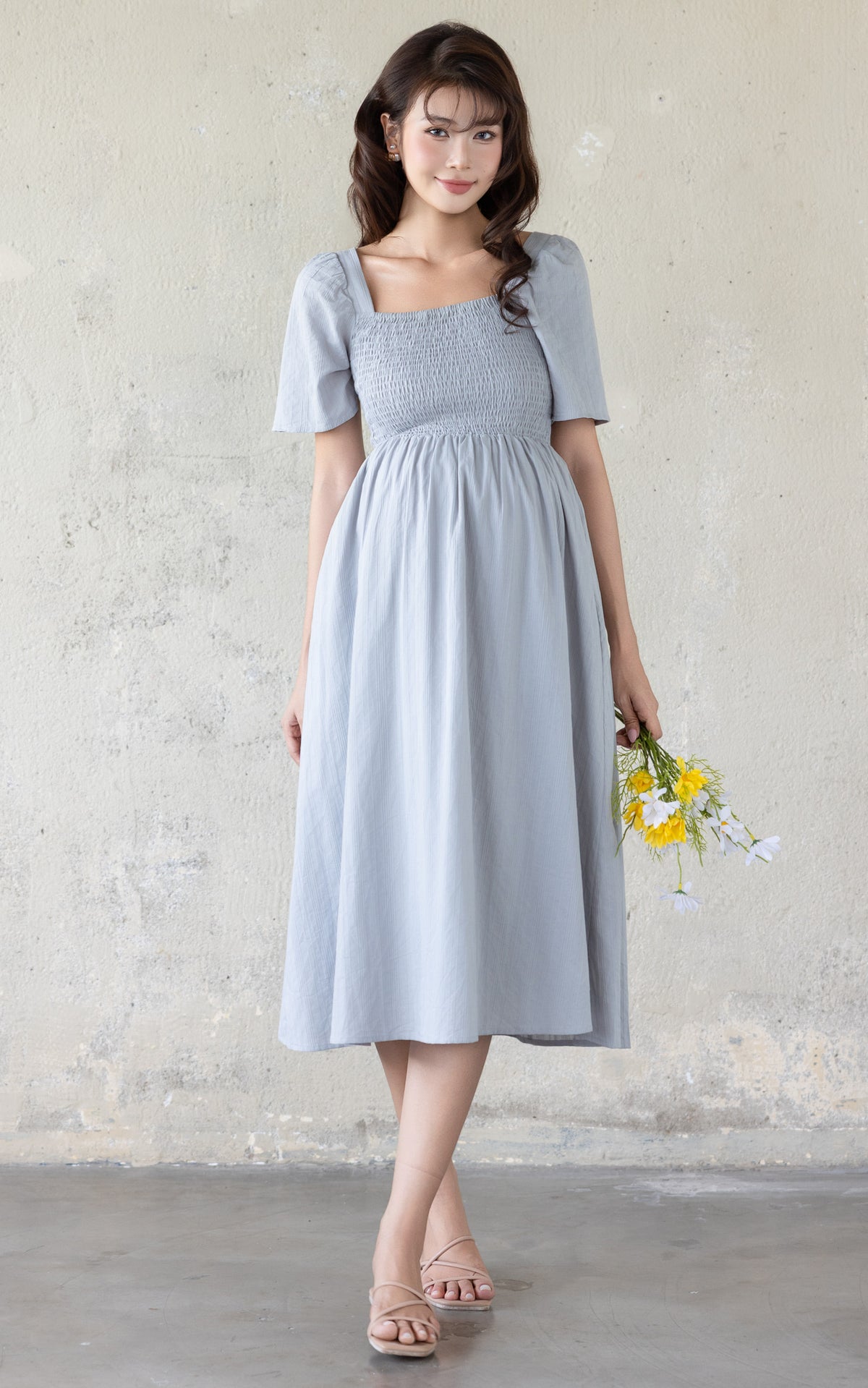 Eden Lines Nursing Dress in Muted Blue – Jump Eat Cry
