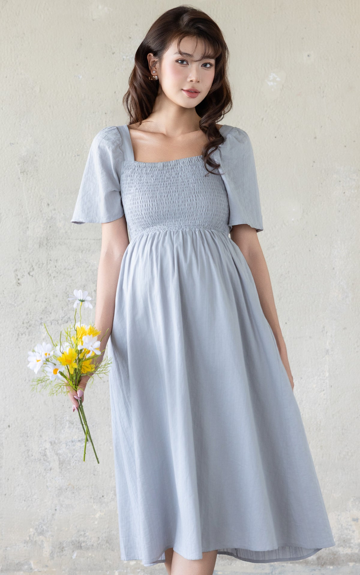 Eden Lines Nursing Dress in Muted Blue