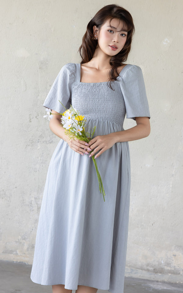 Eden Lines Nursing Dress in Muted Blue