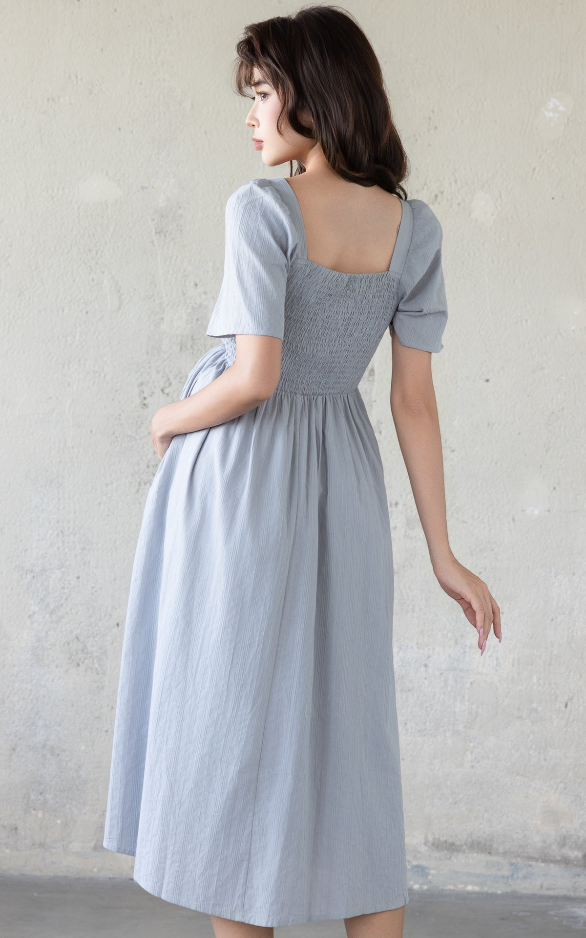 Eden Lines Nursing Dress in Muted Blue – Jump Eat Cry