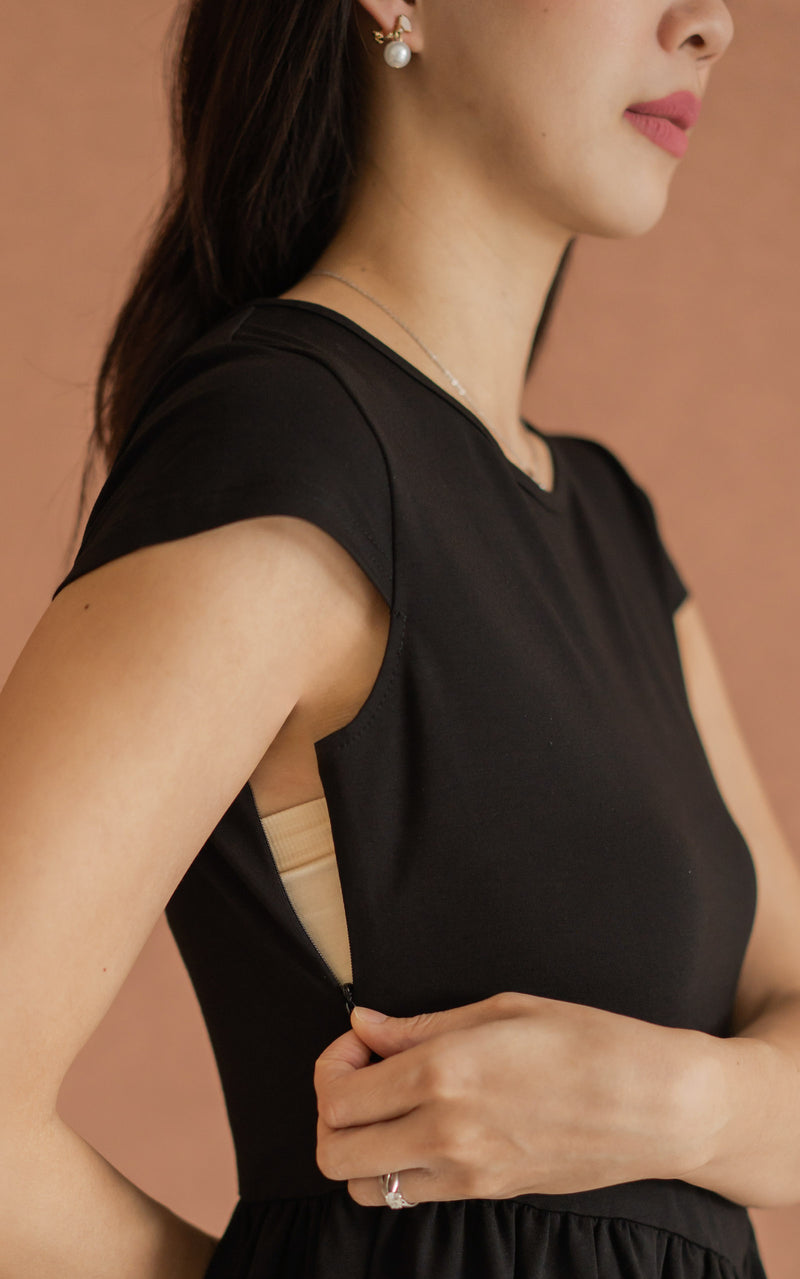 Elianna Nursing Dress in Black