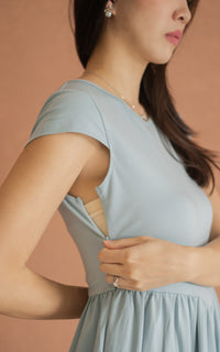 Elianna Nursing Dress in Sky Blue