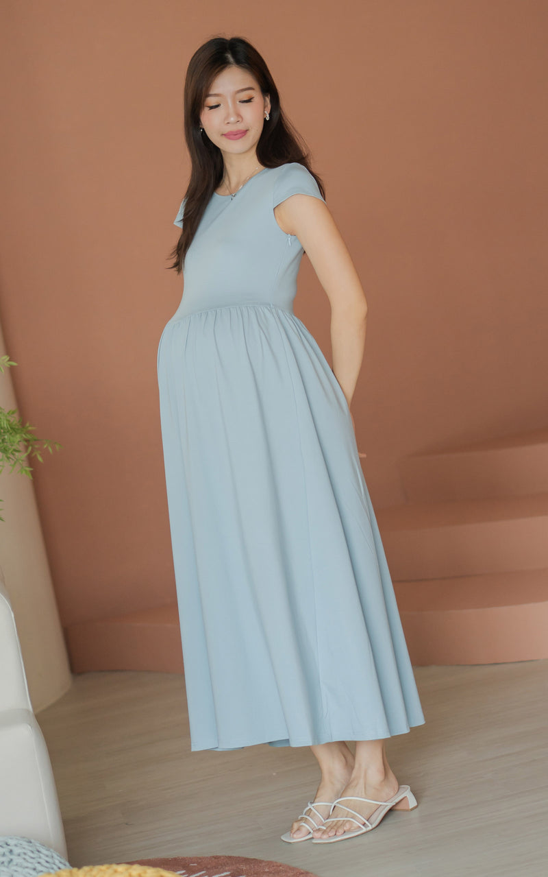 Elianna Nursing Dress in Sky Blue