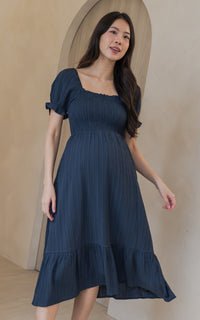 Elisa Textured Nursing Dress in Navy
