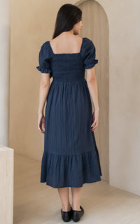 Elisa Textured Nursing Dress in Navy