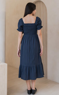 Elisa Textured Nursing Dress in Navy