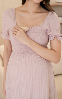 Elisa Textured Nursing Dress in Pink