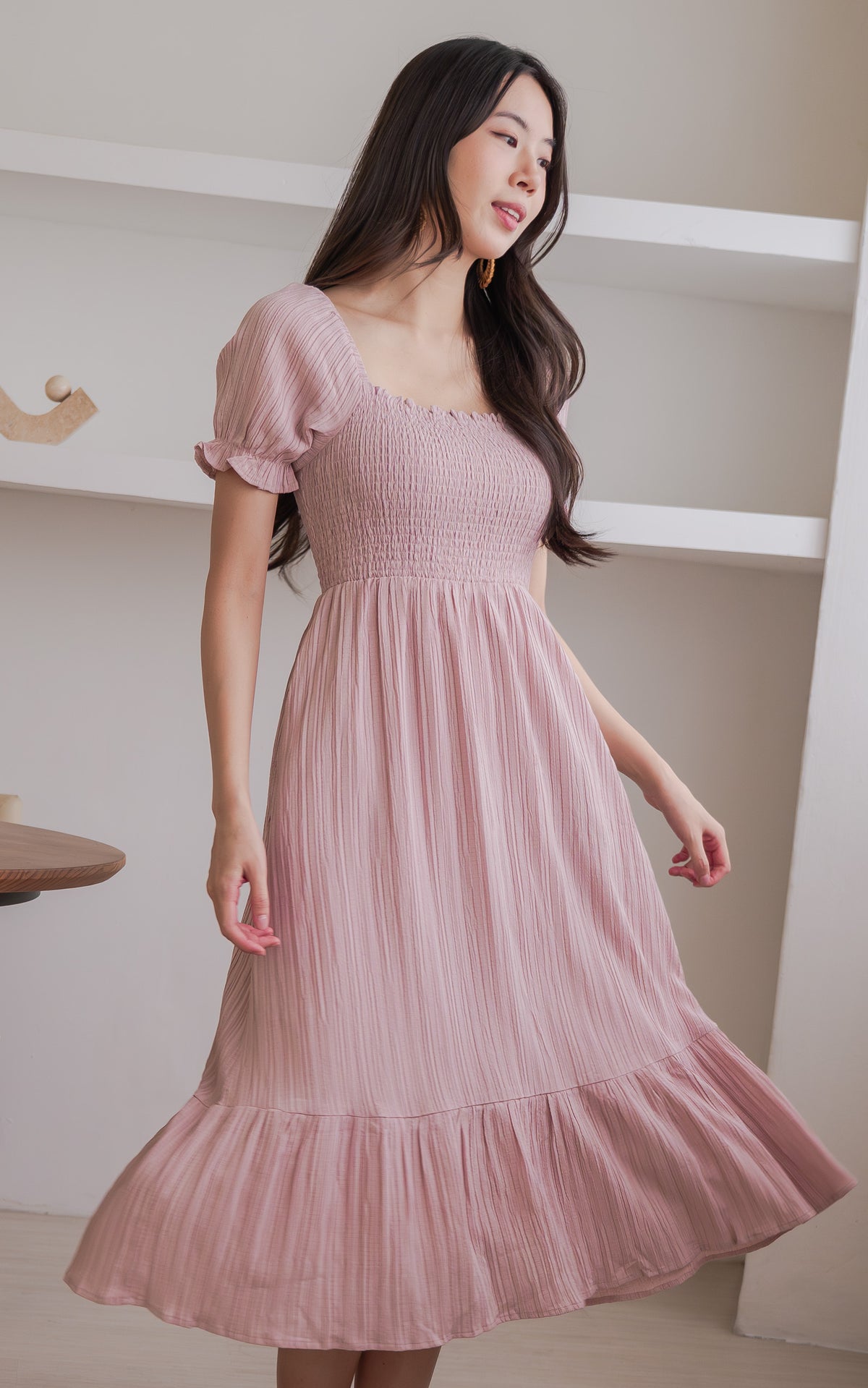 Elisa Textured Nursing Dress in Pink