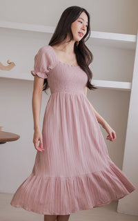 Elisa Textured Nursing Dress in Pink