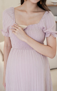 Elisa Textured Nursing Dress in Pink