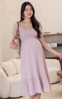 Elisa Textured Nursing Dress in Pink