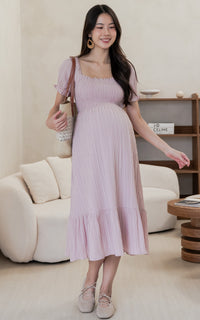 Elisa Textured Nursing Dress in Pink
