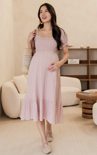 Elisa Textured Nursing Dress in Pink
