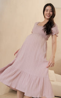 Elisa Textured Nursing Dress in Pink