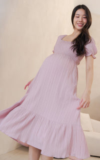 Elisa Textured Nursing Dress in Pink