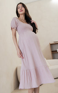 Elisa Textured Nursing Dress in Pink
