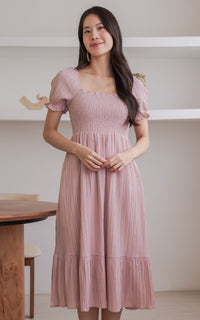 Elisa Textured Nursing Dress in Pink