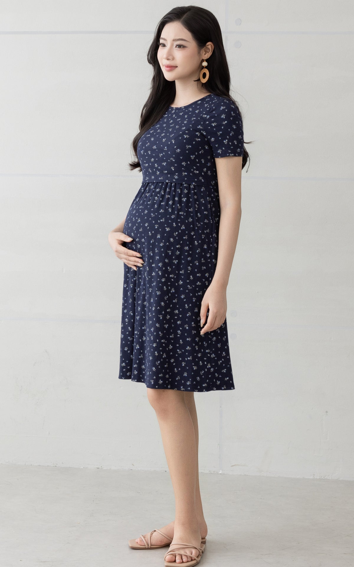 Elle Floral Knitted Nursing Dress