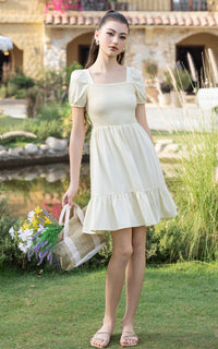 Frances Smocked Nursing Dress in Butter Yellow