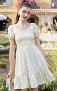 Frances Smocked Nursing Dress in Butter Yellow