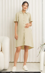 Gem Collar Nursing Dress in Dusty Yellow