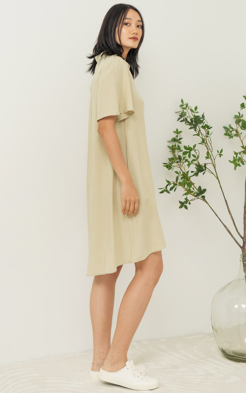 Gem Collar Nursing Dress in Dusty Yellow