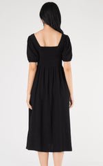 Genesis Linen Nursing Dress in Black