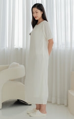Genevieve Pleated Nursing Dress in Cream