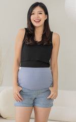 Giana Denim Maternity Shorts in Blue