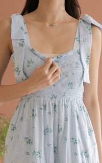 Hailey Floral Ribbon Dress in Blue