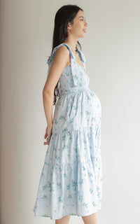 Hailey Floral Ribbon Dress in Blue