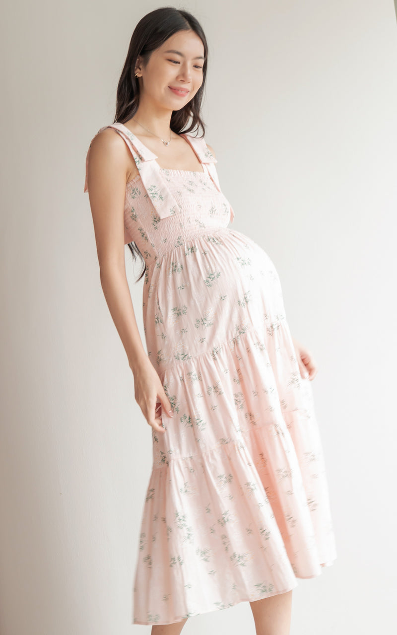 Hailey Floral Ribbon Dress in Pink