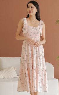 Hailey Floral Ribbon Dress in Pink