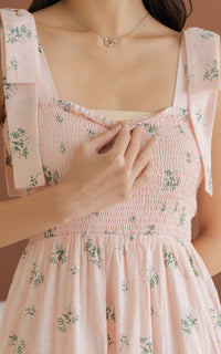 Hailey Floral Ribbon Dress in Pink