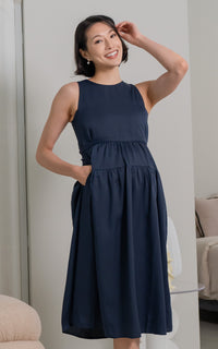 Hallie Nursing Dress in Navy