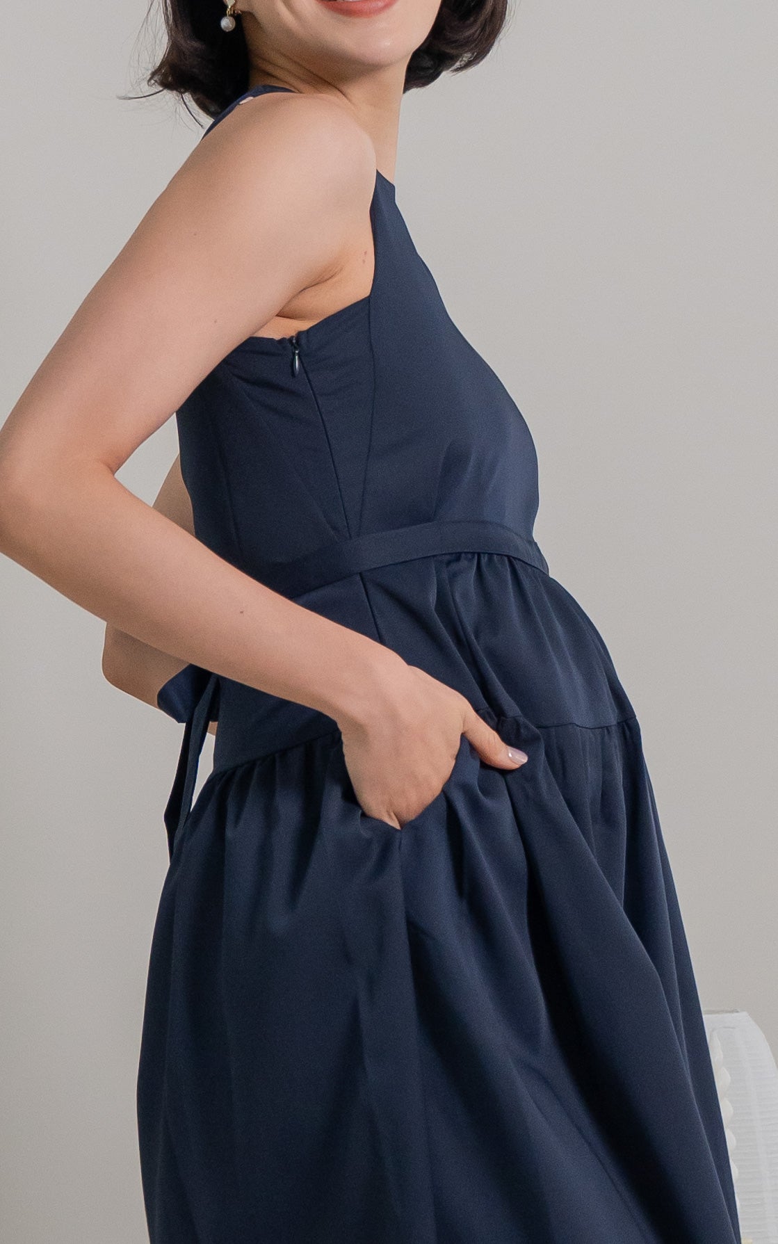 Hallie Nursing Dress in Navy