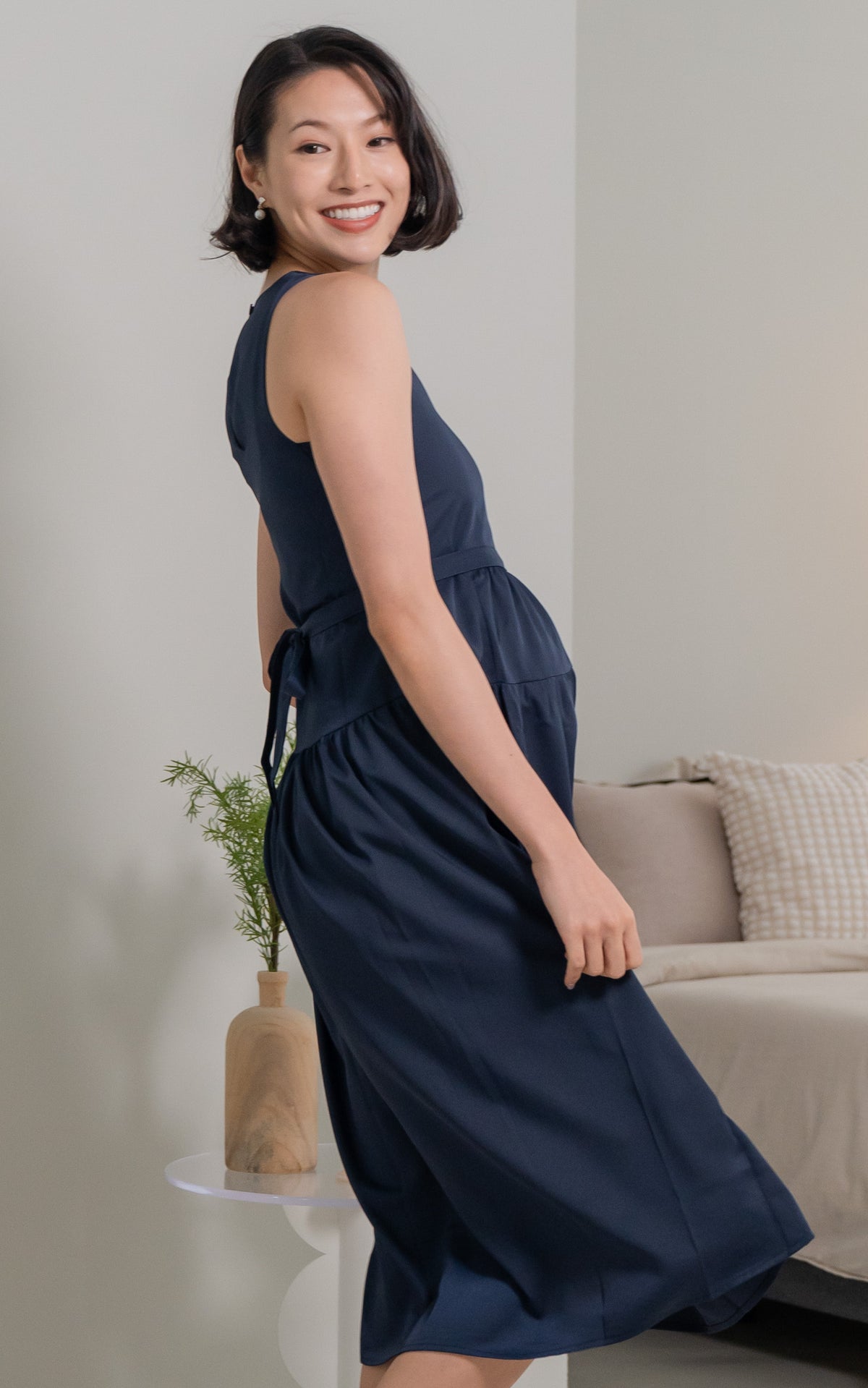 Hallie Nursing Dress in Navy