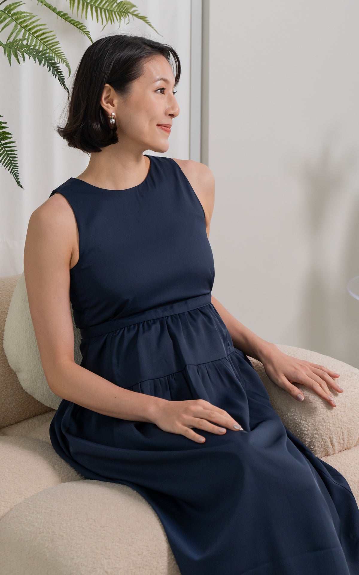 Hallie Nursing Dress in Navy