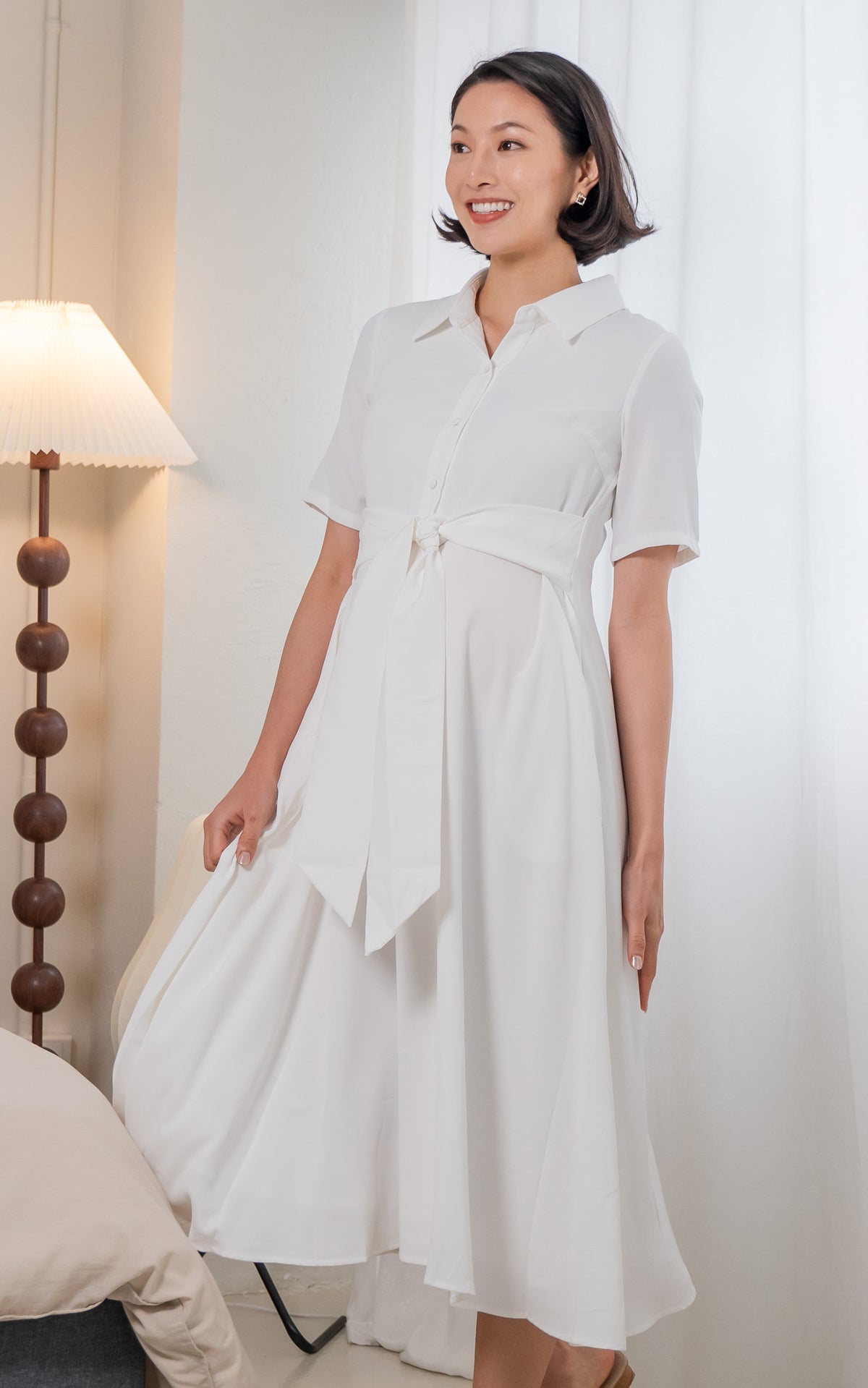 Harmony Nursing Shirtdress in Cream