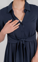 Harmony Nursing Shirtdress in Navy